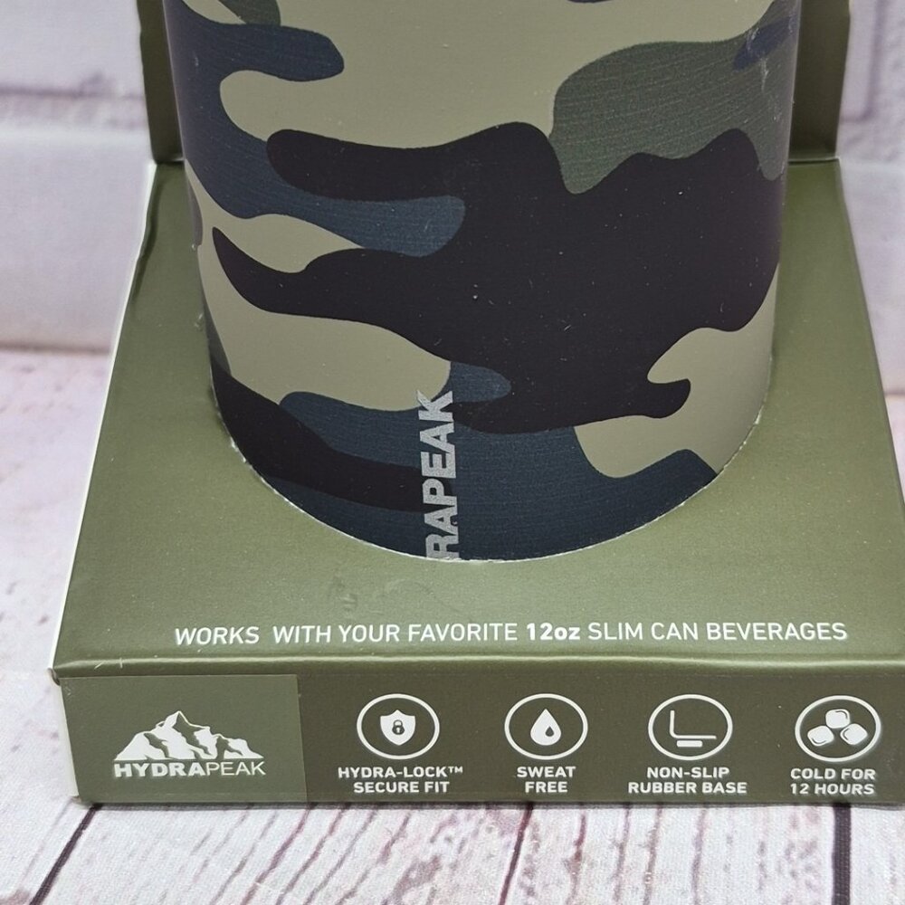 HydraPeak Slim Can Koozie 12 Ounces Camo Graphics White Claw Cooler Coozie 12oz - Picture 2 of 8
